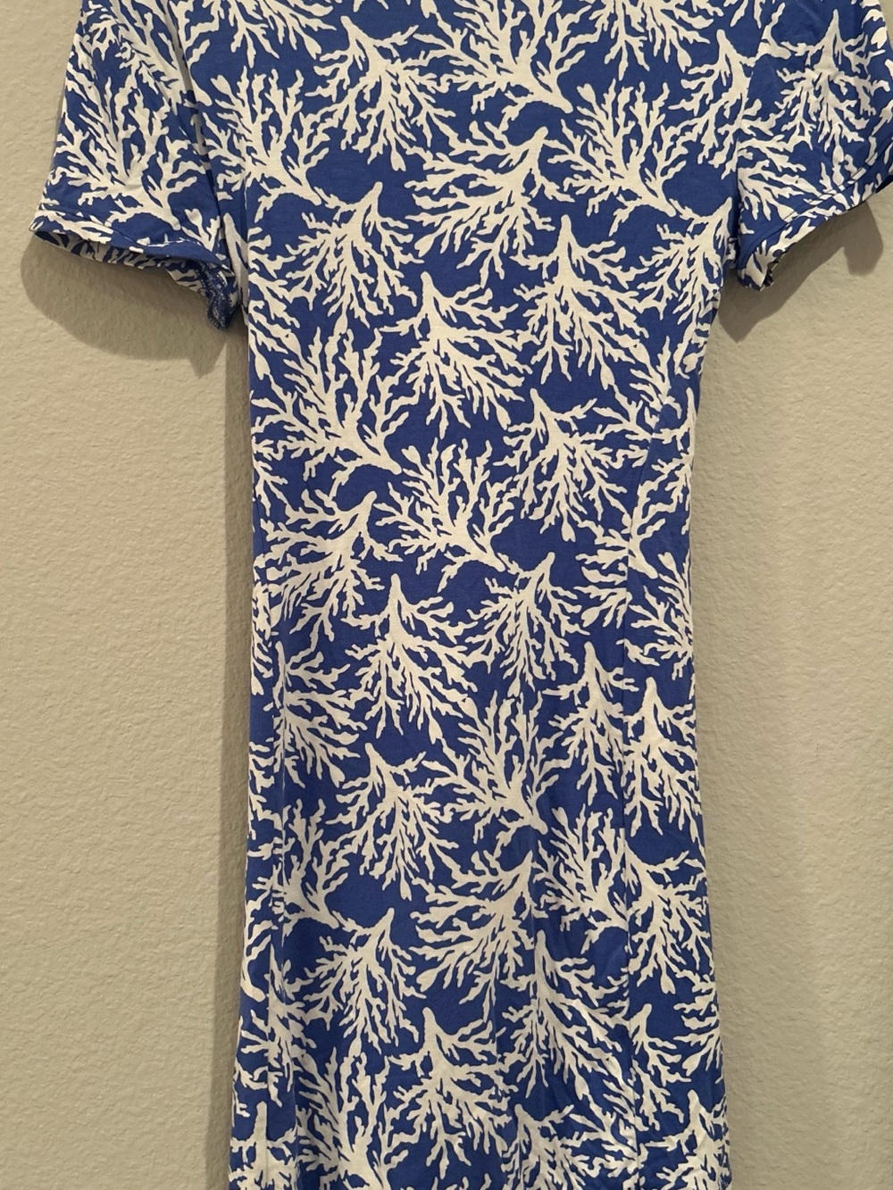 Blue and White Coral Print Dress